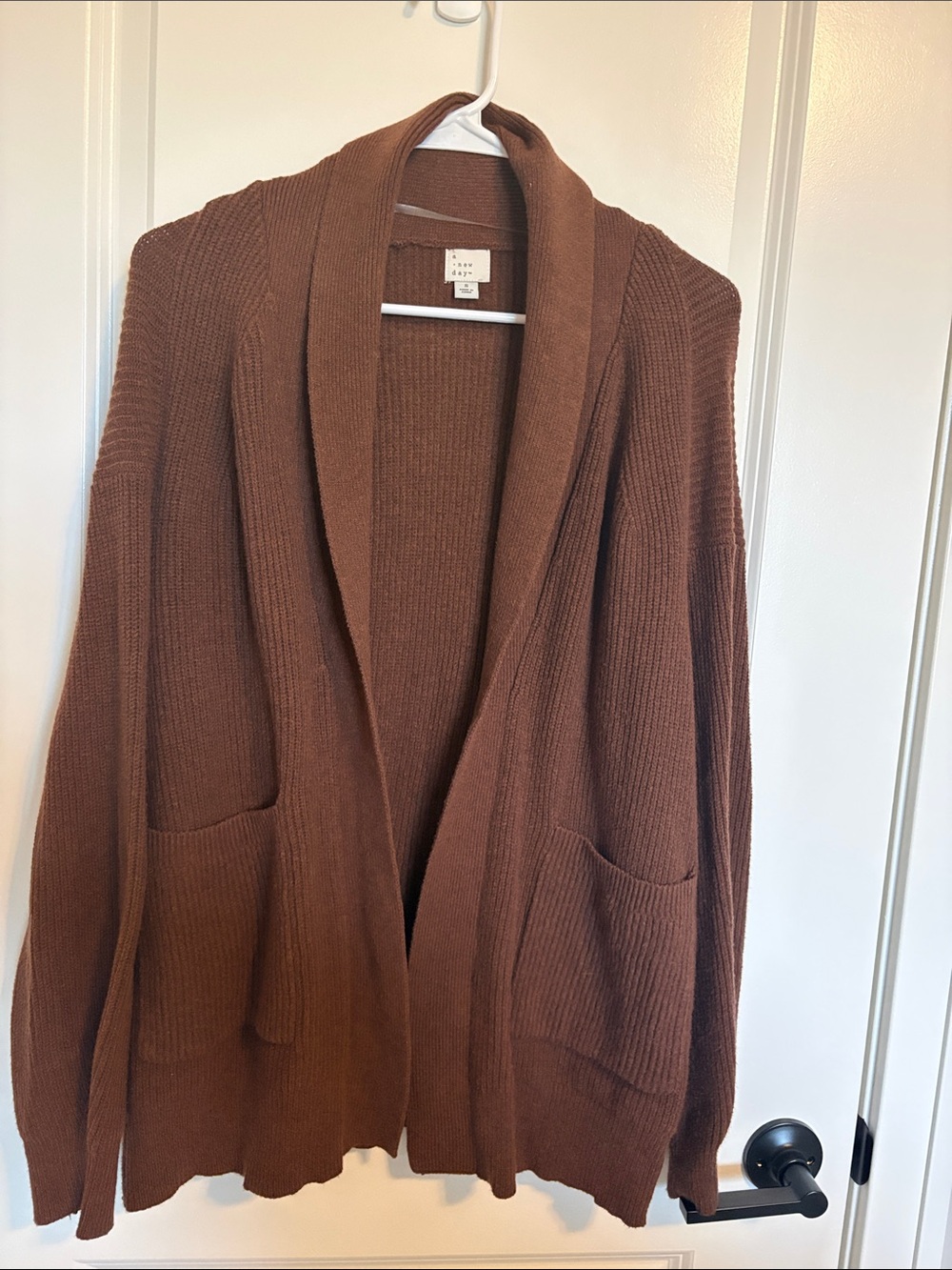 a new day Chocolate Brown Open-Front Shawl Collar Cardigan